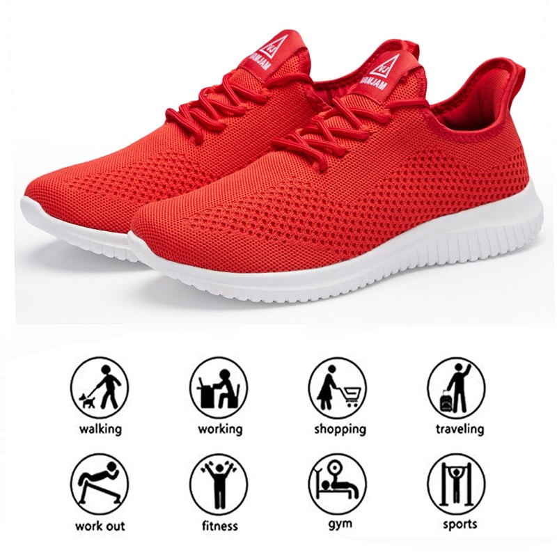 VAMJAM Men's Running Shoes Ultra Lightweight Breathable Walking Shoes Non Slip Athletic Fashion Sneakers Mesh Workout Casual Sports Shoes Red Size 11.5 - Image 4